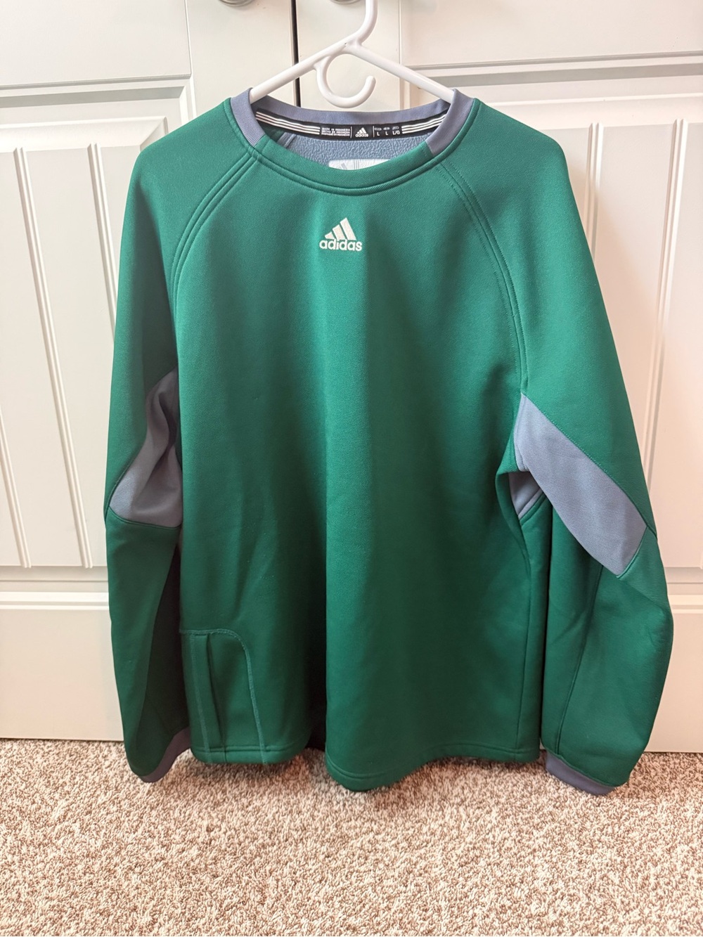 adidas Men's Green Crewneck with Gray Accents